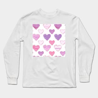 valentine hearts embroidery pattern Long Sleeve T-Shirt
